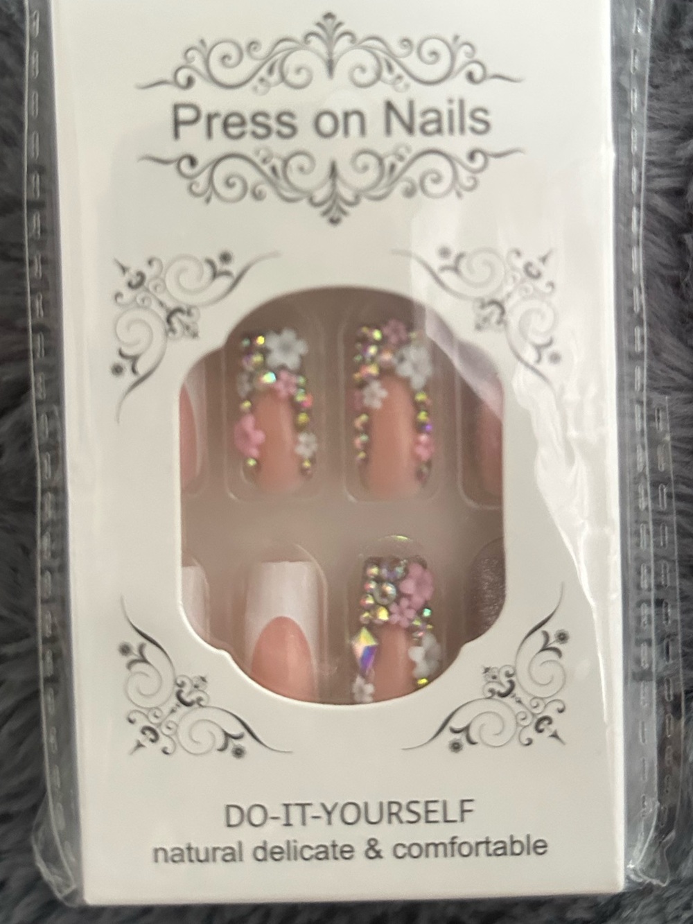 Press on Nails Pink Jeweled False Nail Set